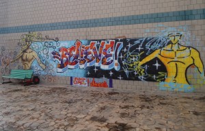Graffitti outside High School in the Community. Photo by Jacque Feldman